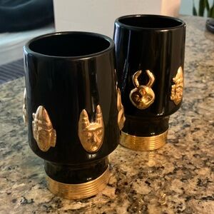Black and Gold Ceramic Tumblers Trader Vic’s Tiki Mugs authentic